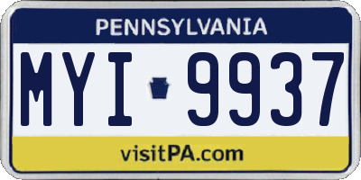 PA license plate MYI9937