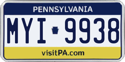 PA license plate MYI9938