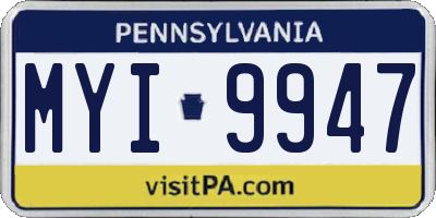 PA license plate MYI9947