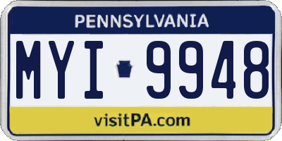 PA license plate MYI9948
