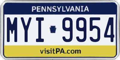 PA license plate MYI9954