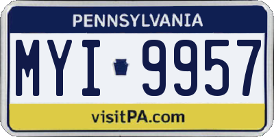 PA license plate MYI9957