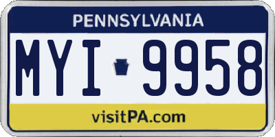 PA license plate MYI9958