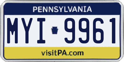 PA license plate MYI9961