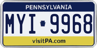 PA license plate MYI9968