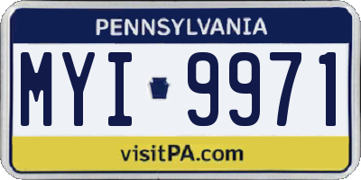 PA license plate MYI9971