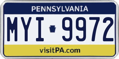 PA license plate MYI9972