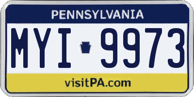 PA license plate MYI9973