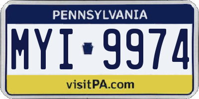 PA license plate MYI9974