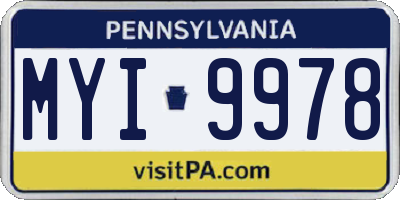 PA license plate MYI9978