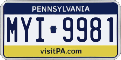 PA license plate MYI9981