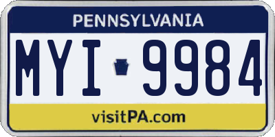 PA license plate MYI9984
