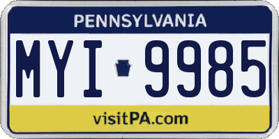 PA license plate MYI9985