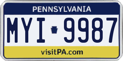 PA license plate MYI9987