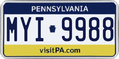 PA license plate MYI9988
