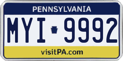 PA license plate MYI9992
