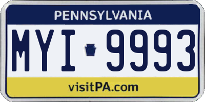 PA license plate MYI9993