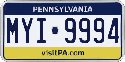 PA license plate MYI9994