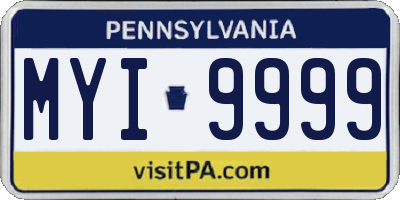PA license plate MYI9999