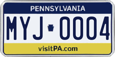 PA license plate MYJ0004