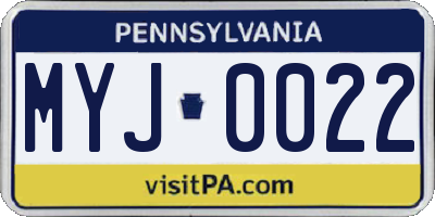 PA license plate MYJ0022