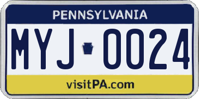 PA license plate MYJ0024