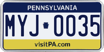 PA license plate MYJ0035