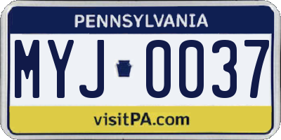 PA license plate MYJ0037
