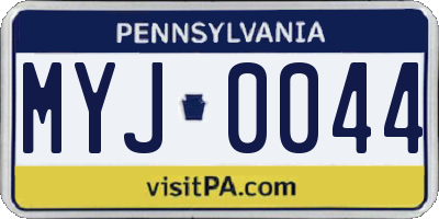 PA license plate MYJ0044