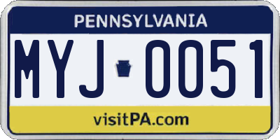 PA license plate MYJ0051