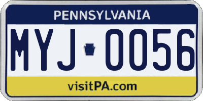 PA license plate MYJ0056