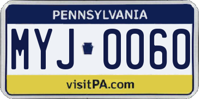 PA license plate MYJ0060