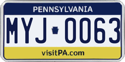 PA license plate MYJ0063