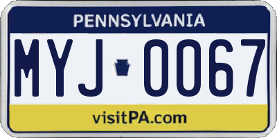 PA license plate MYJ0067
