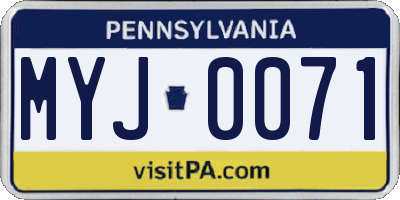 PA license plate MYJ0071