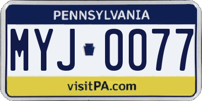 PA license plate MYJ0077