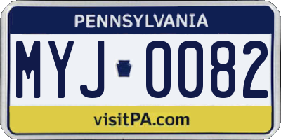 PA license plate MYJ0082