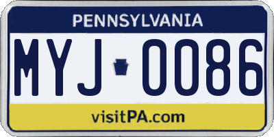 PA license plate MYJ0086