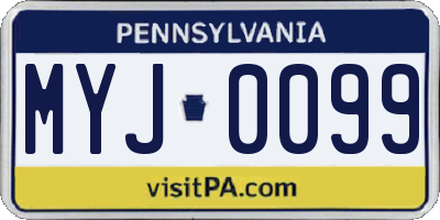 PA license plate MYJ0099