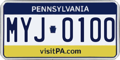 PA license plate MYJ0100