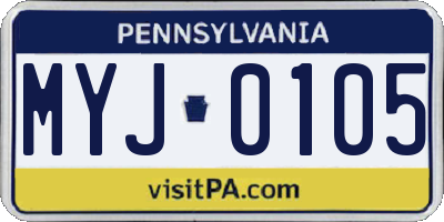 PA license plate MYJ0105