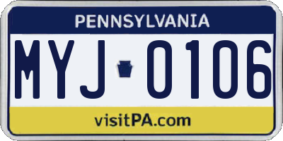 PA license plate MYJ0106