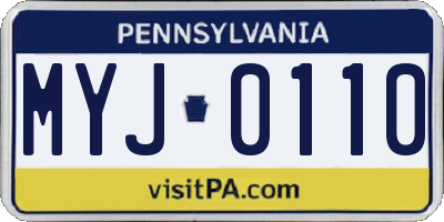 PA license plate MYJ0110