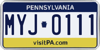 PA license plate MYJ0111