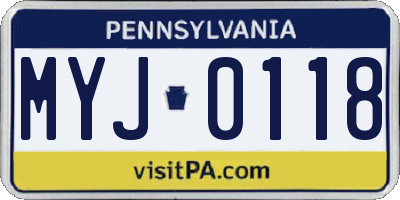 PA license plate MYJ0118