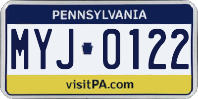 PA license plate MYJ0122