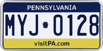 PA license plate MYJ0128