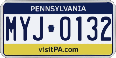 PA license plate MYJ0132