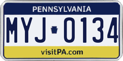 PA license plate MYJ0134