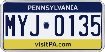 PA license plate MYJ0135
